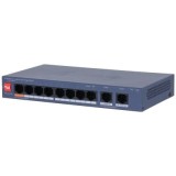 Switch PoE Dahua, 10 porturi, 8x PoE RJ-45 100Mbps, 2x RJ-45 GB, 60W, Cloud Management, CS4010-8ET2GT-60 SafetyGuard Surveillance