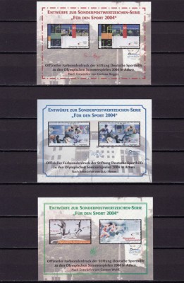 ✅(V29) Germania &amp;#039;04,&amp;quot;F&amp;uuml;r den Sport Atena 2004&amp;quot; 3 proiecte oficiale, h. filigran foto