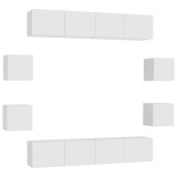 Cumpara ieftin Set de dulapuri TV, 8 piese, alb, lemn prelucrat