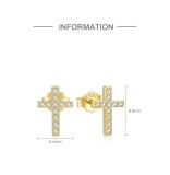 Cumpara ieftin Cercei din Argint 925 Placati cu Aur - Cruce Minimalist Sparkle