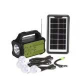 Kit cu panou solar fotovoltaic inteligent cu Bluetooth, cu lanterna si radio, putere solara 6V, negru
