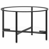 Cumpara ieftin Masa de ceai, negru si transparent,70 cm, sticla securizata