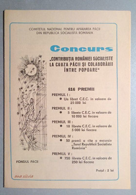 Buletin de concurs &amp;quot; Contributia Romaniei socialiste la cauza pacii si colab..&amp;quot; foto