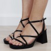 Sandale elegante negre cu toc comod H8-836 M12, 38 - 41, Negru