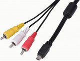 Cablu AV Veo Audio Mini USB la 3 RCA pentru aparatul foto Canon IXUS 990 is 980, Oem