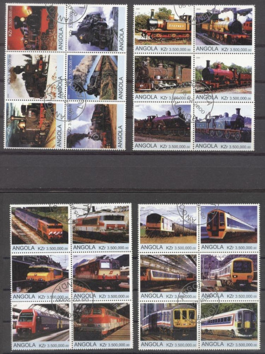 Angola 2000 Trains, 4 blocks, used AS.096
