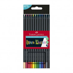 Creioane colorate 12 culori triunghiulare, Black Edition, Faber Castell FC116412