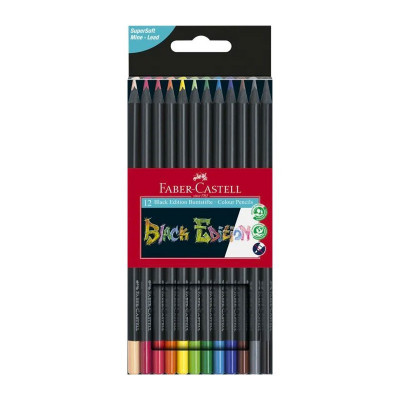 Creioane colorate 12 culori triunghiulare, Black Edition, Faber Castell FC116412 foto