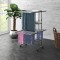 Gossi suport uscare rufe, 2 niveluri, cu roti, argintiu, 60x70x106 cm