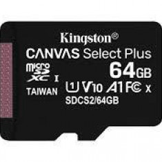 CARD MicroSD KINGSTON, 64 GB, microSDXC, clasa 10, standard UHS-I U3,