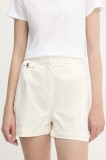 BOSS Orange pantaloni scurți culoarea bej, neted, high waist, 50540402