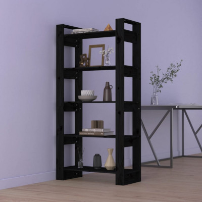 vidaXL Bibliotecă/Separator cameră, negru, 80x35x160 cm, lemn masiv foto