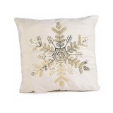 Perna decorativa catifea ivoire paiete aurii Craciun 46x46 cm