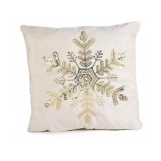Perna decorativa catifea ivoire paiete aurii Craciun 46x46 cm