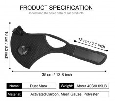 Masca de protectie cu filtru 5 straturi carbon +10 filtre rezerva. Protectie 95% foto