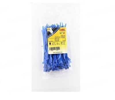Set 100 buc colier cablu 140x3.6mm din plastic albastru Cobra 9134 foto