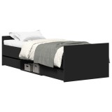 Cumpara ieftin Cadru pat cu tablii de cap/picioare, negru, 90x190 cm