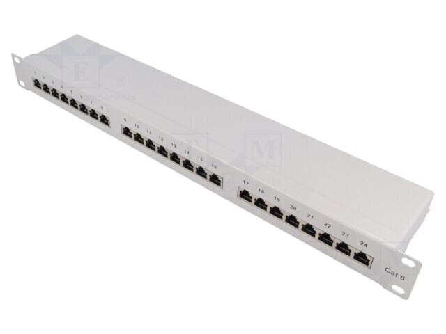 Conector RJ45 patch panel Cat 6 rack gri 24 porturi LOGILINK