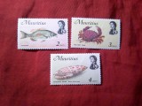 Serie mica Mauritius colonie britanica 1969 Regina Elisabeta , Fauna marina , 3 valori