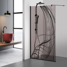 Paravan dus walk-in Aqua Roy Black, model Lava negru, sticla 8 mm bronz, securizata, anticalcar, 70x195 cm