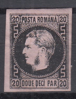 ROMANIA 1866/67 CAROL I CU FAVORITI H.SUBTIRE 20 PARALE GUMA ORIGINALA SARNIERA foto