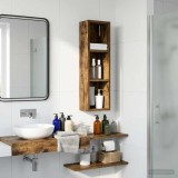 vidaXL Dulap de perete pentru baie Stejar Afumat 20 x 14 x 70 cm 889299