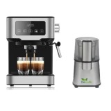 Pachet Espressor Cu Cappucino One Touch, Studio Casa, 1100W, 1,5 L, 15 Bari + Rasnita cafea Grind Master, Del Caffe, inox