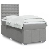 VidaXL Pat box spring cu saltea, gri deschis, 90x190 cm, textil 3291537