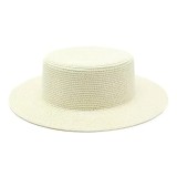 Cumpara ieftin Palarie dama cu boruri drepte din rafie alba