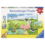 Puzzle animale la ferma, 2x12 piese, Ravensburger