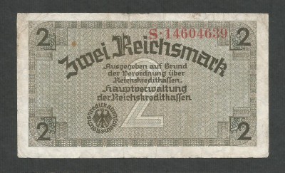 GERMANIA NAZISTA 2 MARCI REICHSMARK 1940 [15] P- 137b , 8 cifre , Litera S foto