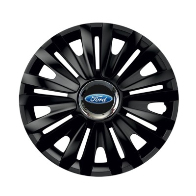 Set 4 capace roti Negre Cu Inel Cromat Royal R16 pentru gama auto Ford foto