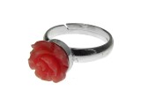 Cumpara ieftin Inel argint reglabil cu trandafir oranj coral 8 MM