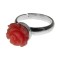 Inel argint reglabil cu trandafir oranj coral 8 MM