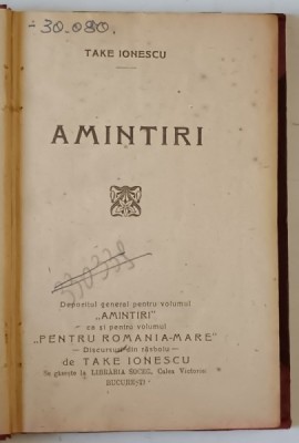 AMINTIRI de TAKE IONESCU foto