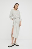 Bruuns Bazaar rochie culoarea gri, midi, dreaptă