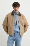 Levi&#039;s geaca jeans barbati, culoarea bej, de tranzitie, oversize, A8635