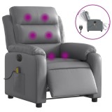 Cumpara ieftin Fotoliu de masaj electric rabatabil, gri, piele ecologica