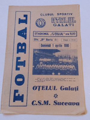 Program meci fotbal OTELUL GALATI - CSM SUCEAVA (01.04.1990) foto