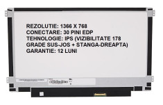 Display laptop nou IPS 11.6 slim 30 pini compatibil Innolux N116BCA-EA1 prindere stanga/dreapta foto