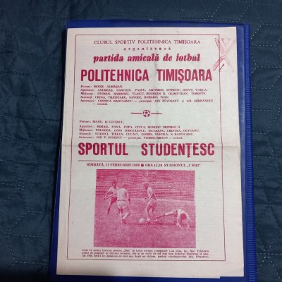 program Poli Timisoara - Sportul Stud. foto