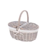 Cumpara ieftin Cos depozitare lemn salcie gri textil crem 36,5 x 25 x 31 cm