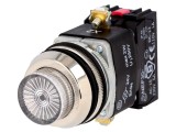 Comutator actionat prin apasare PROMET NEF30 30mm 24VDC Alb Iluminat NC+NO IP56