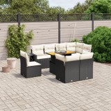 Cumpara ieftin Set mobilier de grădină cu perne, 9 piese, negru, poliratan