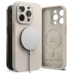 Husa Ringke Silicone Magnetic MagSafe pentru Apple iPhone 15 Pro Max Bej