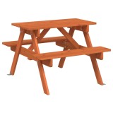 Cumpara ieftin Masa picnic pentru 4 copii, orificiu umbrela, lemn masiv brad