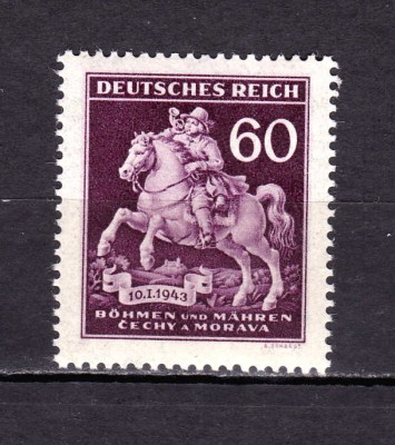 ✅ (S40) Germania Reich 1943 Boemia și Moravia- Ziua Marcii ,serie Mi.113 , MNH foto
