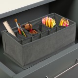 Cutie depozitare din material textil, 32x16x11 cm, 12 compartimente, gri, pliabila