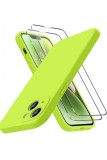 Husa silicon antisoc cu microfibra in interior pentru Iphone 14 Plus Verde Neon, Alt model telefon Huawei