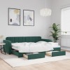 Pat de zi extensibil vidaXL, 80x200 cm, catifea verde &icirc;nchis, cu sertare depozitare